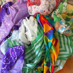 Vintage Colorful Assorted Scarves Collection x 16